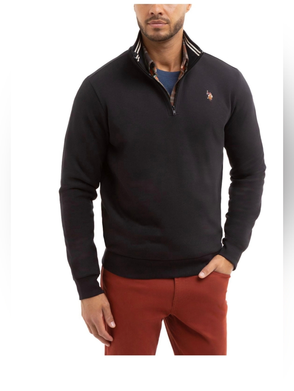 U.S. Polo Assn. Men's Black 1/4 Zip Fleece Classic Pullover Sweater. XL. NWOT